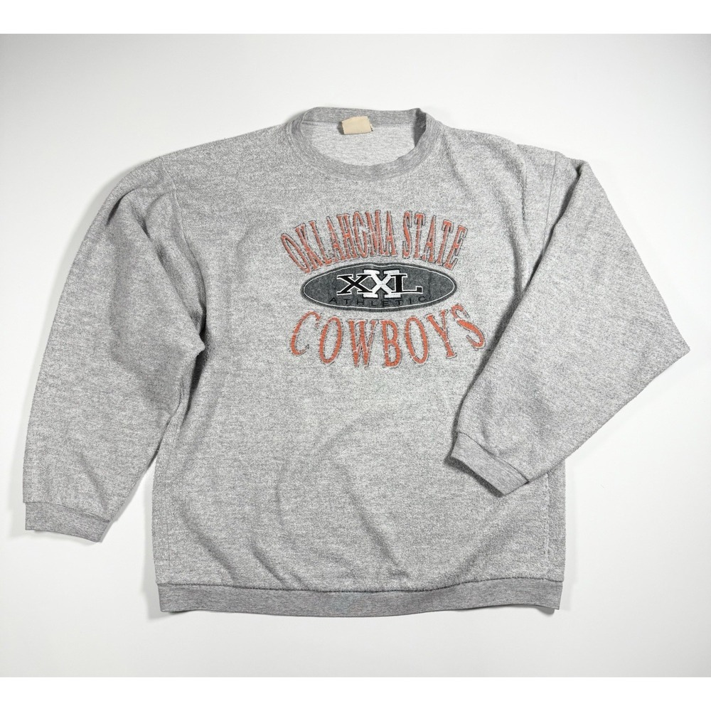 Oklahoma State Cowboys Sweatshirt Gray Crewneck Red Oak Vintage Look Men's Large